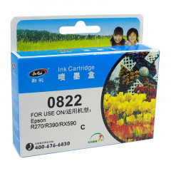 劲彩 T0822墨盒 适用爱普生 R270 390 RX590 610 720 蓝色