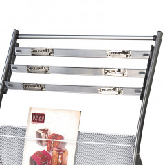 得力(deli)四层铝合金夹条报纸架9301报刊架 图书馆报夹条 宣传杂志展示架 高0.8米