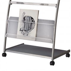 得力(deli)七层铝合金夹条报纸 9303架报刊架报夹条 宣传杂志展示架 图书馆置物架 高1.08米