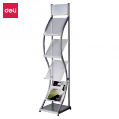 得力(deli)四层金属流线型报刊杂志架 9309书刊架 宣传册展示架落地资料架 高1.45米